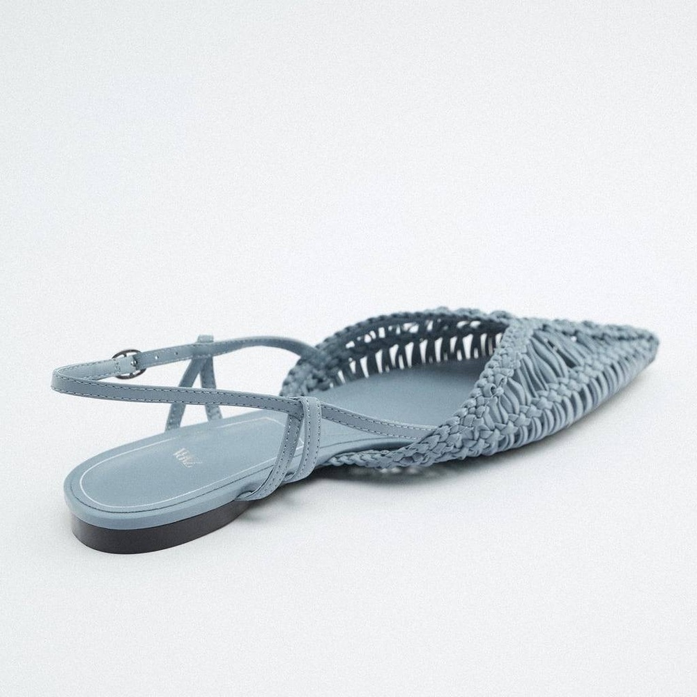 Zara woven slingback flats blue NWT - Picture 3 of 8